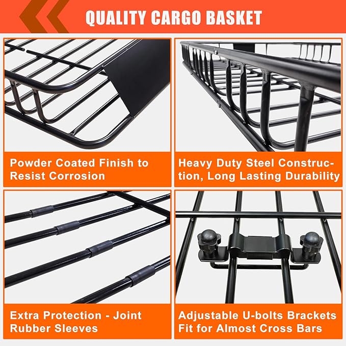 MeeFar Roof Rack Carrier Basket Universal Rooftop 65" X 39" X 6" Large Size Roof Rack + Waterproof