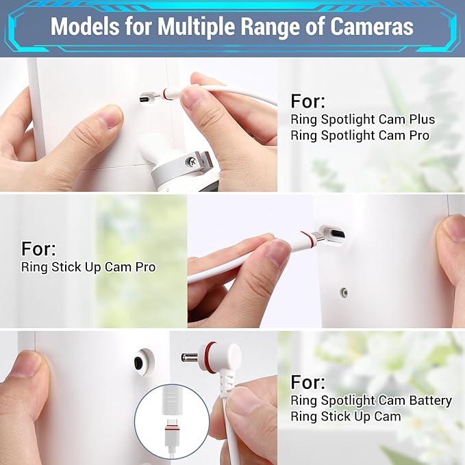 3 Pack - Solar Panel for Ring Camera, Compatible with Ring Spotlight Cam Plus/Pro(Battery) & Rings