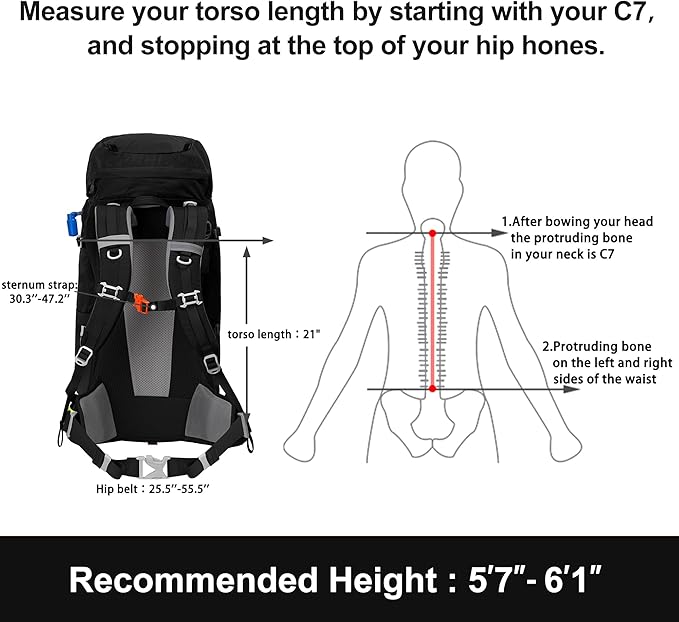 N NEVO RHINO Internal Frame Hiking Backpack 50/60/65/70/80L, Mountain Climbing Camping Backpack