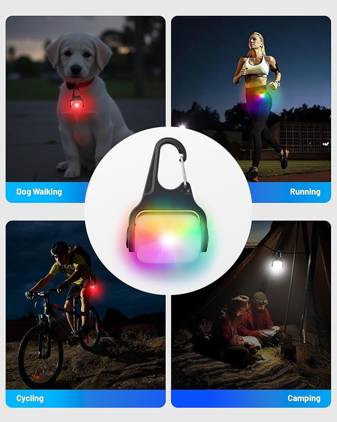 Dog Collar Light 2 Pack, Dog Lights for Night Walking 4 Modes, Waterproof Dogs Light Clip on