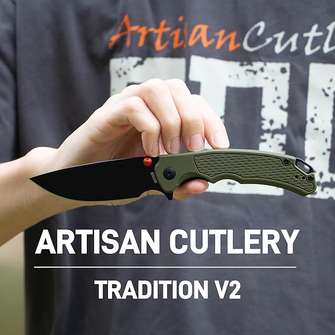 ARTISANCUTLERY Tradition V2 Folding Pocket Knife with 3.58'' AR-RPM9 Steel Blade, EDC Knife with