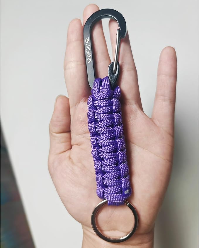 BRAVESHINE Paracord Keychain Carabiner Clip, D Ring Lanyard Hanger Stroller Hook for Water Bottle