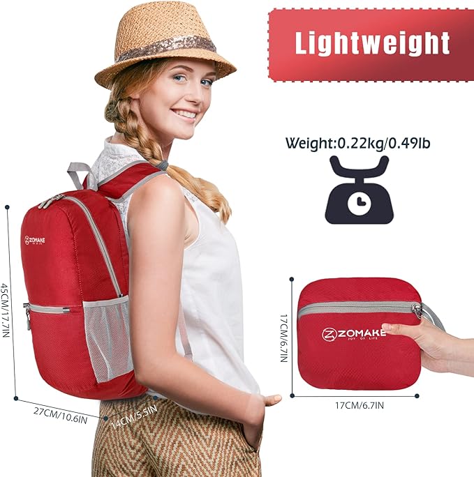 ZOMAKE Ultra Lightweight Hiking Backpack 20L, Packable Small Backpacks Water Resistant Daypack for