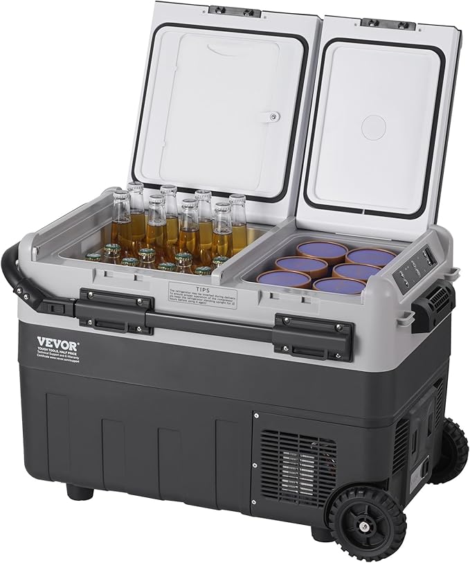 VEVOR Portable Car Refrigerator, 12 Volt Car Refrigerator Fridge, 50Liter(52.8qt) Dual Zone
