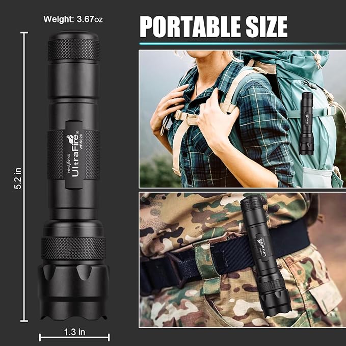 ULTRAFIRE Tactical Flashlight WF-502B 1000 Lumens - Single Mode Mini LED Flashlight,Bright