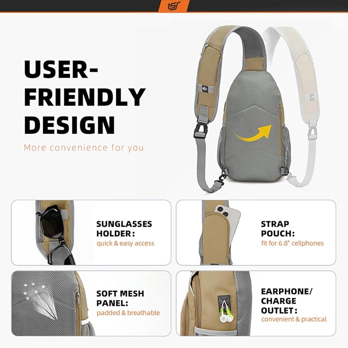 SKYSPER Sling Bag RFID Crossbody Sling Backpack Cross Body Shoulder Bag Travel Hiking Daypack for