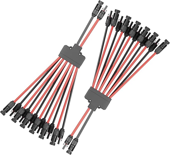 1 Pair Solar Panel Connectors Y Branch 2 to 12,Solar Parallel Connectors for 2-6 Solar Panels,10AWG