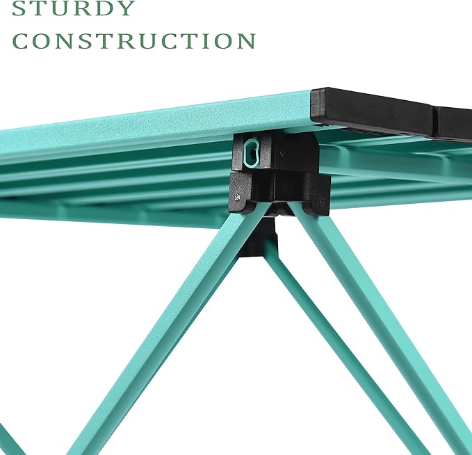 Grope Camping Table with Aluminum Table Top, Folding Beach Table Easy to Carry, Prefect for