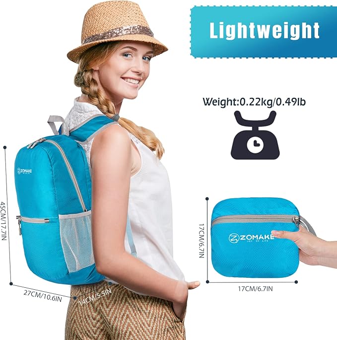 ZOMAKE Ultra Lightweight Hiking Backpack 20L, Packable Small Backpacks Water Resistant Daypack for