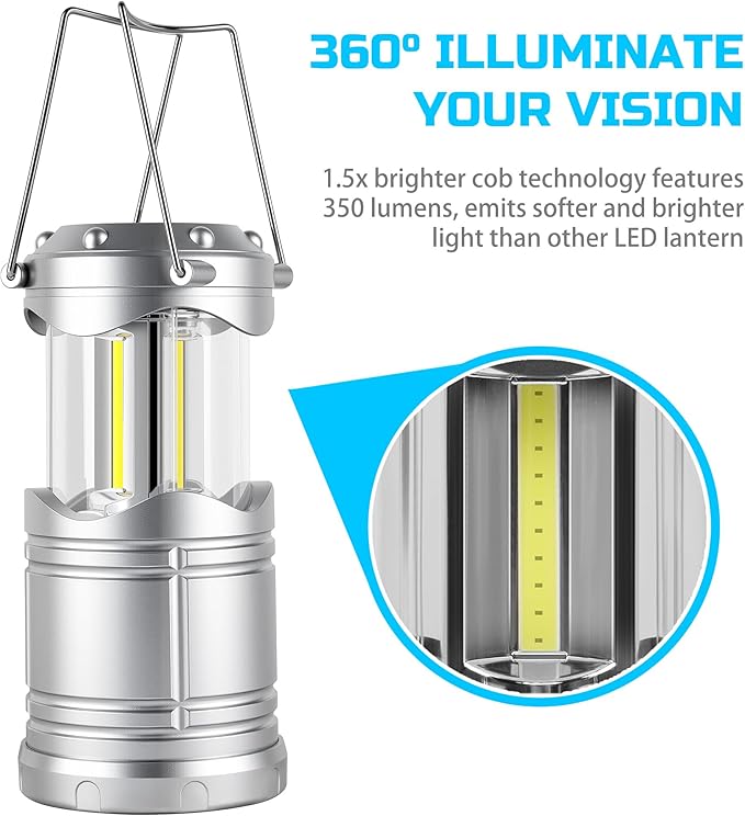 Lichamp LED Camping Lantern, 4 Pack Battery Powered Flashlight for Power Outages, Portable