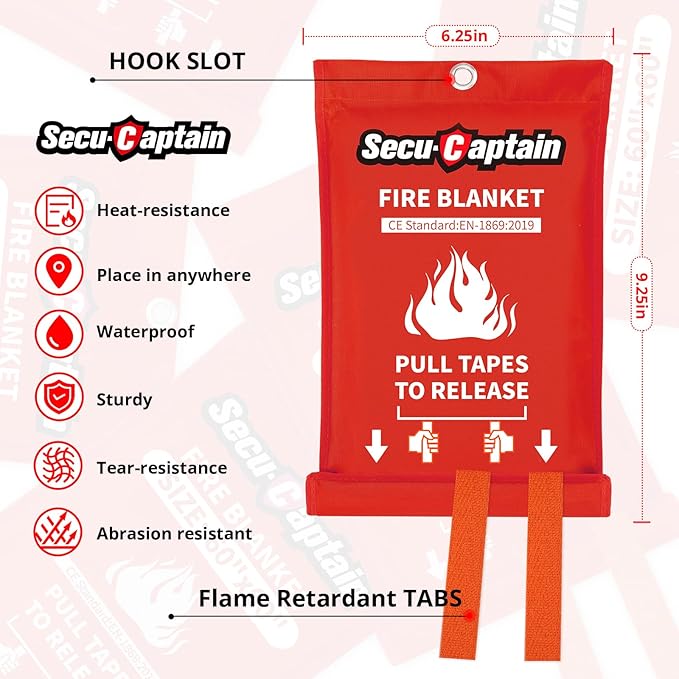 SecuCaptain Emergency Fire Blanket for Home and Kitchen - 12 Pack 40"x40" Flame Suppression