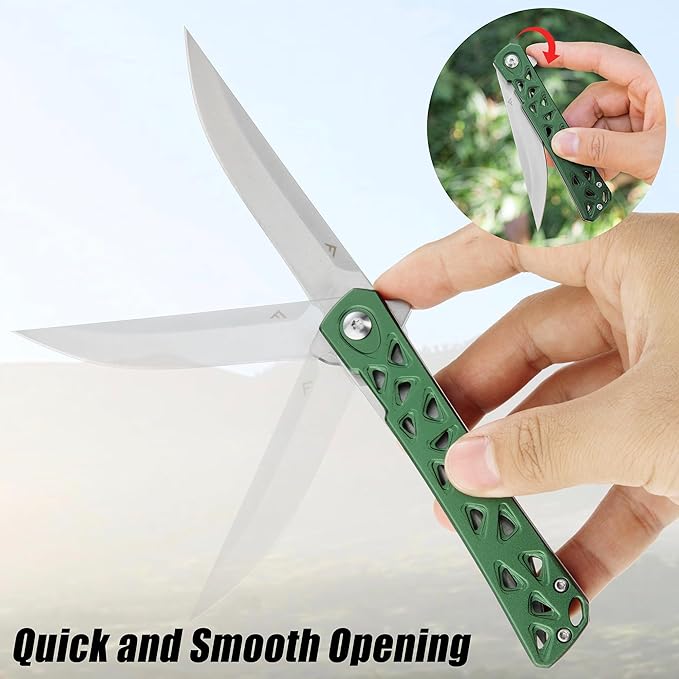 FLISSA Folding Knife, 4.5" Folding Pocket Knife, Hollow-out Design Handle, Tactical Pocket Knife