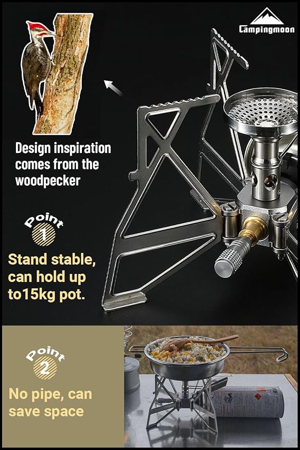 CAMPINGMOON Butane Camping Stove Portable Regulator Single Burner w/Storage Bag XD-3 (Silver