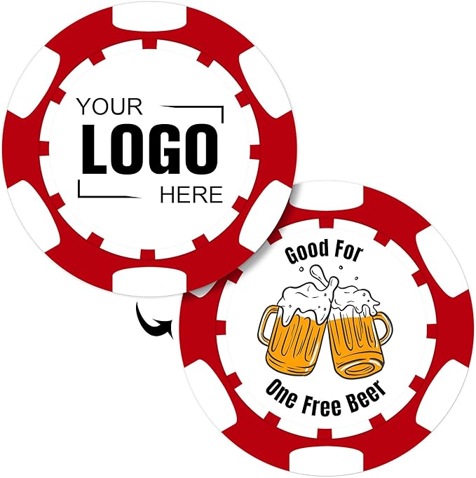 Custom Poker Chips 50 Pcs, Personalized Full Color Chips with Your Logo, Text, or Design, 11.5g