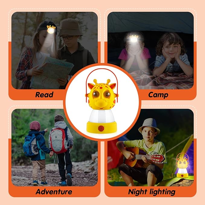 VIHOSE 2 Set Animal LED Camping Lantern and Headlamp 4 Pcs Animal Themed Camping Equipment Room