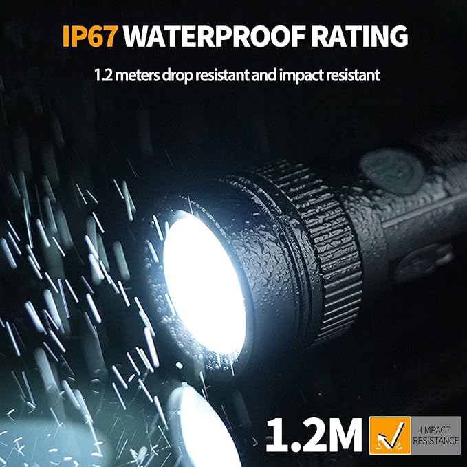 Rechargeable LED Flashlight High Lumens - 2 Pack Super Bright Small Tactical Flashlight Zoomable,4