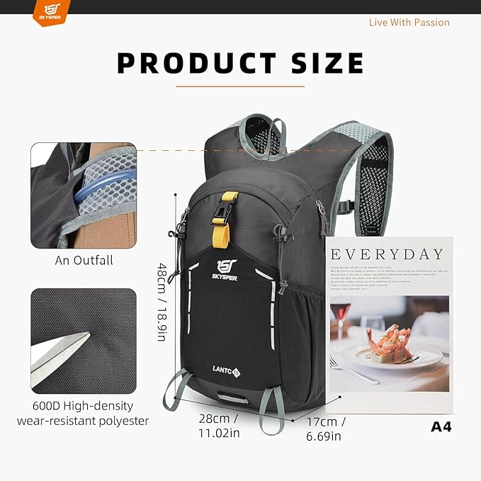 SKYSPER Small Hiking Backpack - 25L Travel Daypack Lightweight Bag Water Resistant Hiking Backpacks