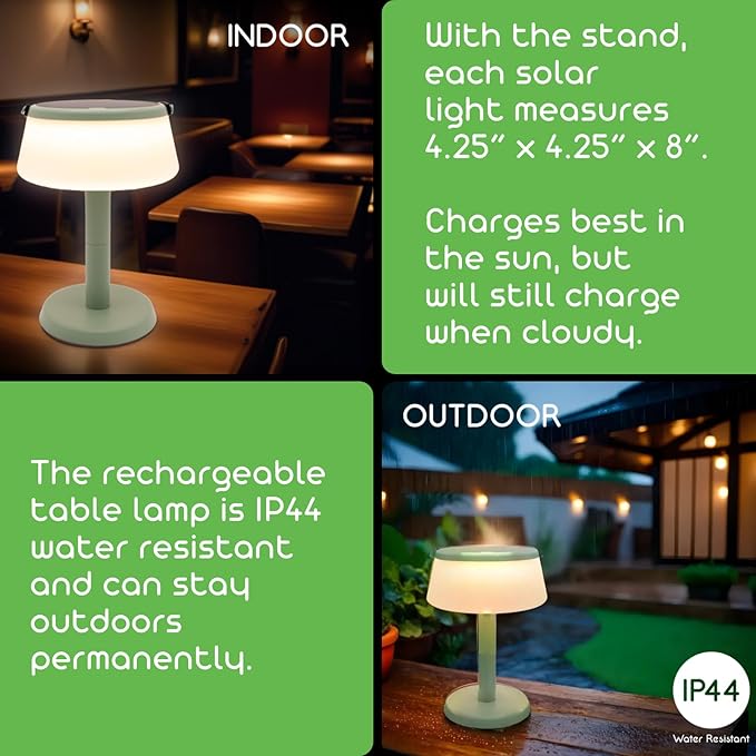 2-in-1 Portable Solar Power LED Table Lamp & Lantern - Indoor/Outdoor - Stepless Dimming