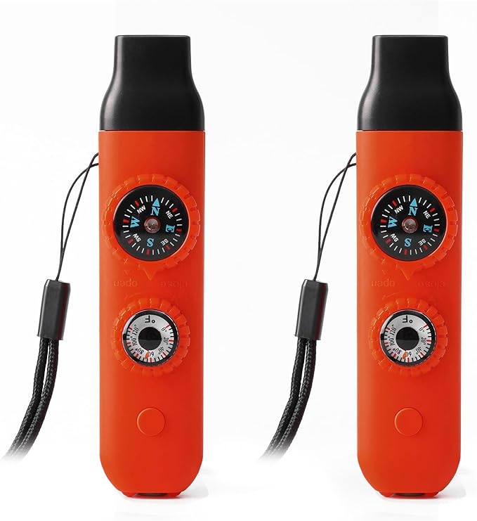 Emergency Survival Safety Whistle，Whistle for Kids with Lanyard,Compass,Thermometer,Ideal for