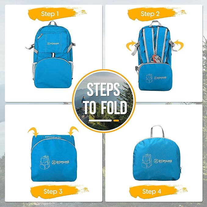 ZOMAKE Lightweight Packable Backpack 35L, Light Foldable Backpacks Water Resistant Collapsible