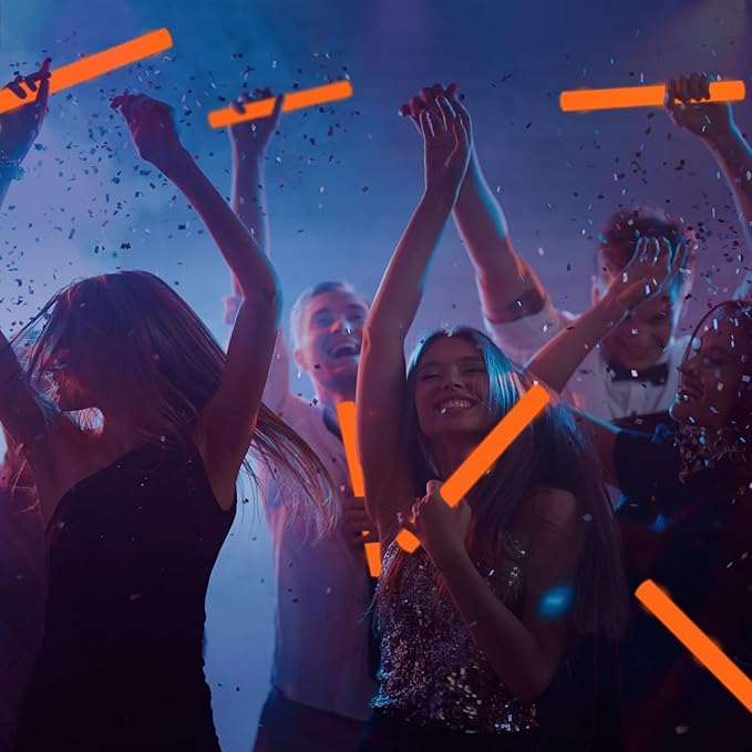 48Pack LED Glow Foam Sticks Bulk,Light Up Glow Sticks with 3 Flashing Modes,Orange Glow Wands Party