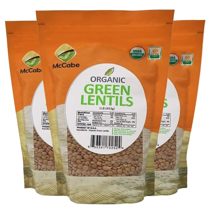 McCabe Organic Green Lentils - Green Lentils Organic | Rich with Fiber & Minerals | USDA and CCOF
