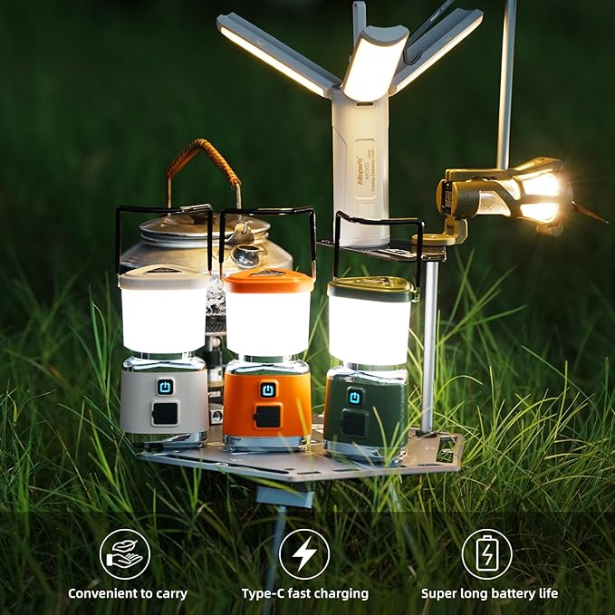 Allspark LED Camping Lantern Rechargeable,Dimmable Magnetic Camping Light,1000LM, 4 Light