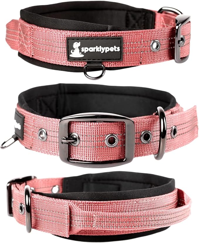 SparklyPets Heavy Duty Dog Collar with Handle for Medium and Large Dogs ??Professional Collar with