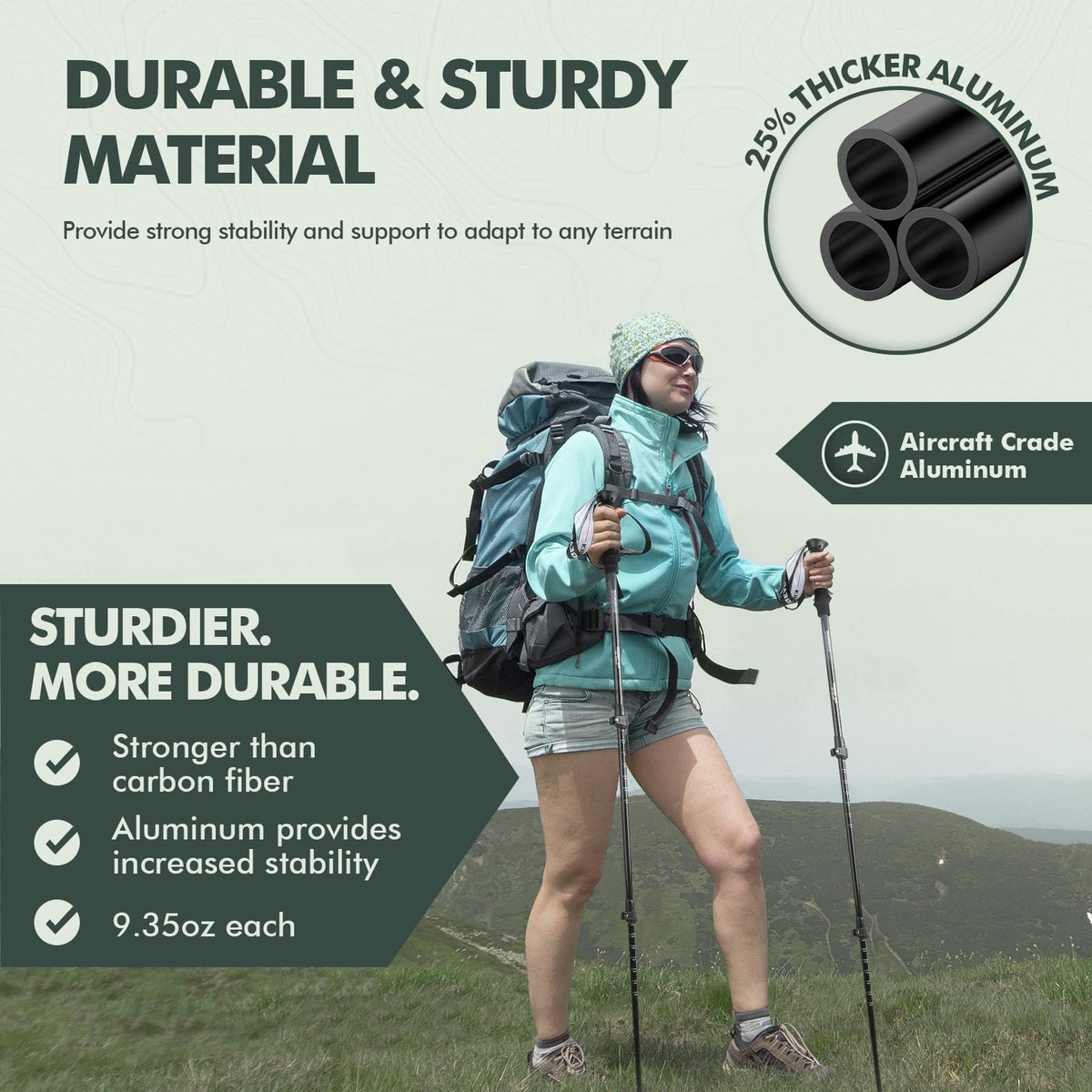 KINGGEAR Trekking Poles - 7075 Aluminum - product view 2