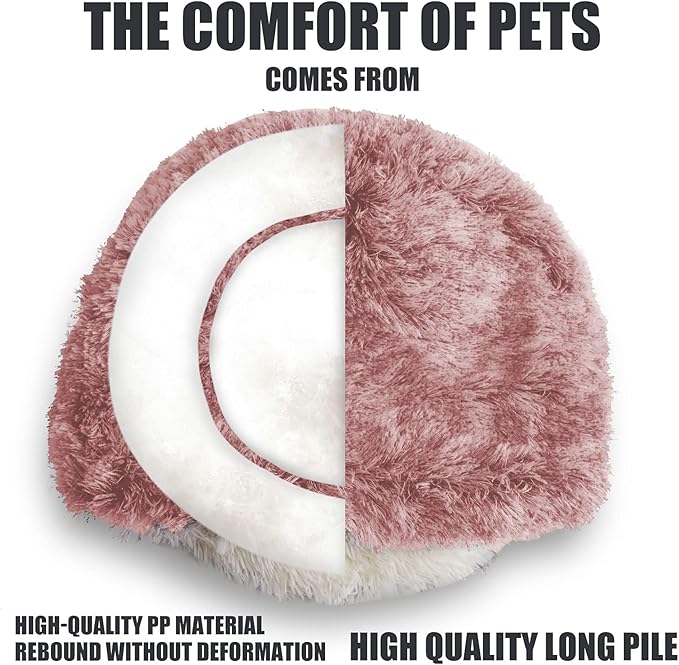ShinHye Cat Bed Round Plush Fluffy Hooded Cat Bed Cave, Cozy for Indoor Cats or Small Dog beds