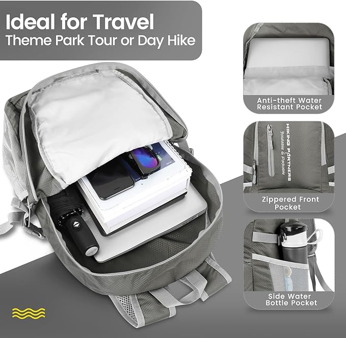 ZOMAKE Lightweight Packable Backpack - 35L Light Foldable Hiking Backpacks Water Resistant