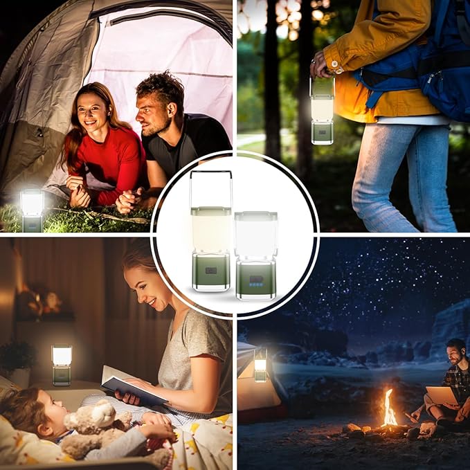 LED Camping Lantern, High Lumens Camping Light Rechargeable with 4 Light Modes, Waterproof, Camping