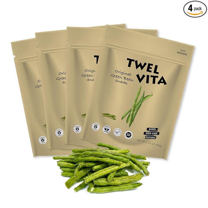 TwelVita Natural Baked Green Bean Crisps, Vegan Snacks, Clean Label, Non-GMO, Gluten-Free, 1.76 oz