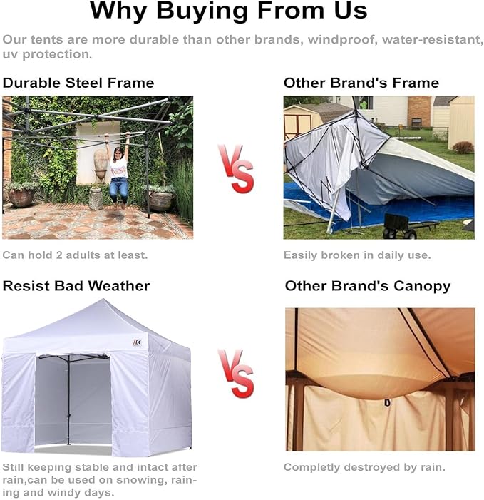 ABCCANOPY Heavy Duty Easy Pop up Canopy Tent with Sidewalls 10x10, Brown