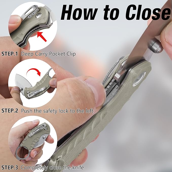FLISSA 4" Small Folding Pocket Knife, Lightweight Utility Knife, Desert Tan G10 Handle, EDC Pocket