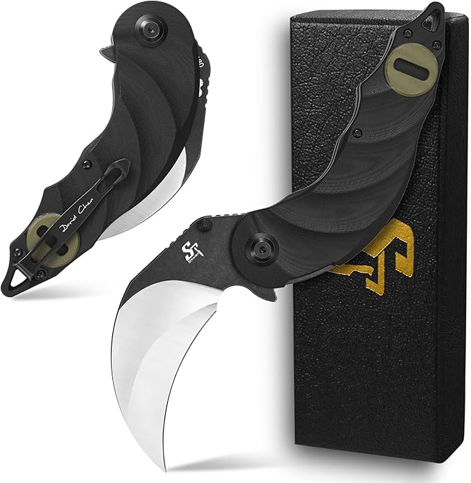 Sitivien ST160 Pocket Folding Knife,K110 Steel Blade with G10 Handle EDC Tool Knife for Outdoor