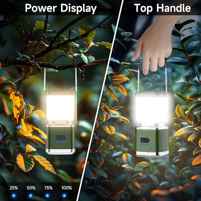 LED Camping Lantern, High Lumens Camping Light Rechargeable with 4 Light Modes, Waterproof, Camping
