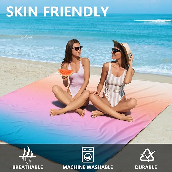 Beach Blanket Waterproof Sandproof Beach Mat 79" X 83"/10'x9'for 2-8 Adults Quick Drying Outdoor