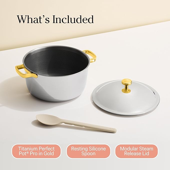 Our Place Titanium Perfect Pot Pro - 6.75 Qt No-Coating Nonstick Stock Pot | Tri-Ply Titanium &