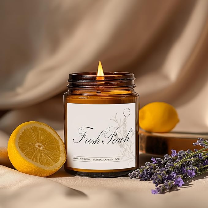 MOASITN Fresh Peach Scented Candles for Home|Sweet Orange,Peach,Floral Scented Soy Candle|
