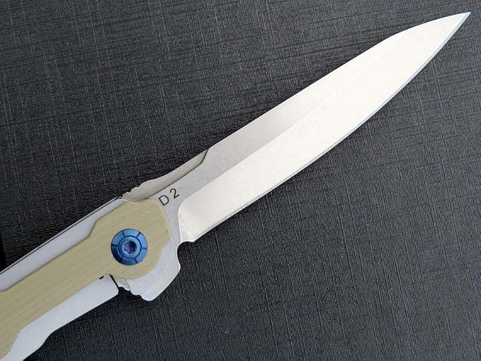 Eafengrow EF942 EDC Folding Knife, D2 Steel Blade Titanium Plating & G10 Handle,Pocket Clip with