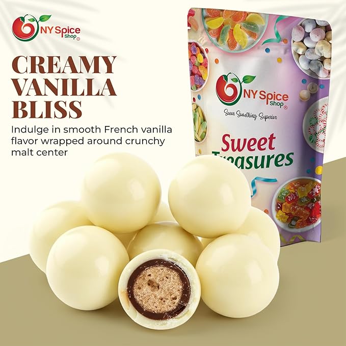 NY Spice Shop French Vanilla Chocolate Malt Balls Party Decorations - 1 Pound Malted Milk Ball