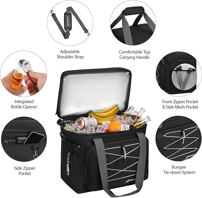 Maelstrom Collapsible Soft Cooler Bag, 24/30/60/75 Cans Beach Cooler, Ice Chest, Leakproof &