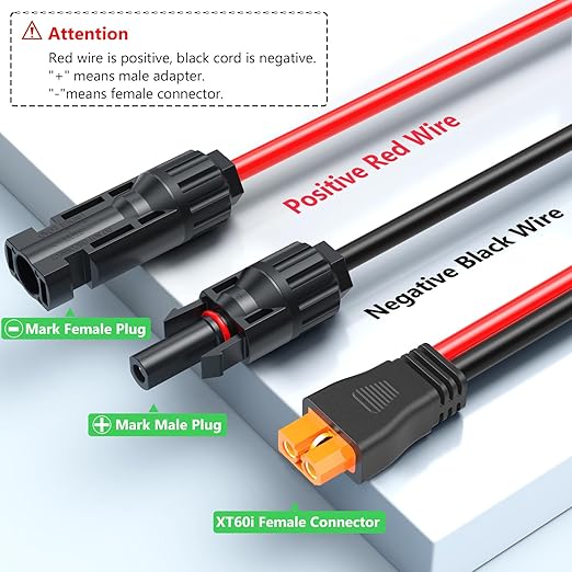 Solar to XT60i Extension Cable 12AWG 30FT XT60i Female to Male Connector for RV Foldable Solar