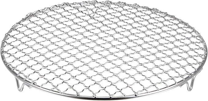 HARFINGTON Round Cooking Rack 10-inch 201 Stainless Steel Cross Wire Barbecue Grill Net with 20mm