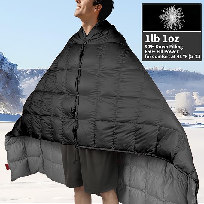 Down Camping Blanket, Muti-Use Outdoor Travel Blanket, Puffy Sleeping Bag Blanket, Waterproof