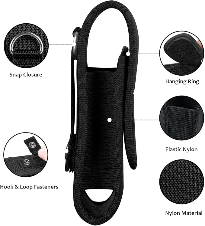 Wurkkos Flashlight Holster, LED Tactical Flashlight with Elastic Nylon, Flashlight Pouch, Nylon