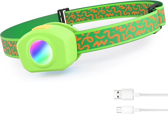 EverBrite LED Headlamp Rechargeable Kids Headlamp with RGB Mode and Adjustable Headband, 3 Modes