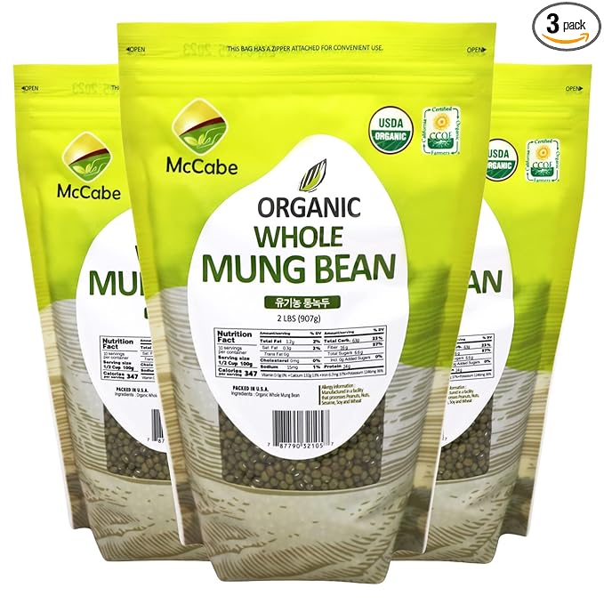 McCabe Organic Whole Mung Bean - Mung Beans Organic | Rich with Fiber & Minerals | USDA and CCOF