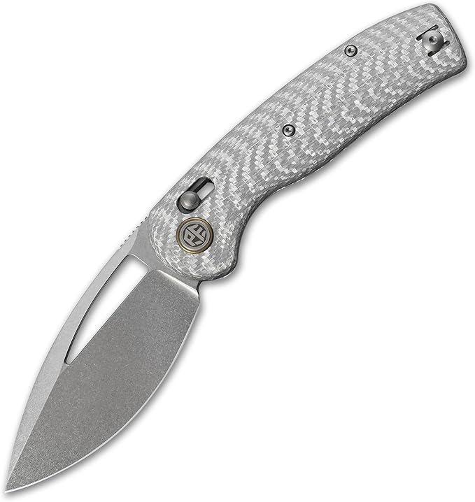 Petrified fish PFP13 Viper Folding Knife,3.5" K110 Steel Stonewashed Blade Carbon Fiber Handle